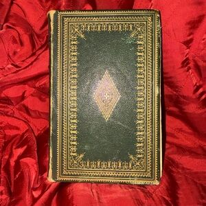 Antique 1861 Green Leather Book The Poetical Works of Sir Walter Scott